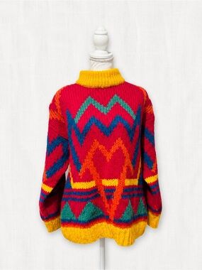 Vintage Protokol By Eblage Chunky Knit Sweater Made in Korea Colorful